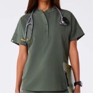 FIGS Manila Scrub Top “Moss”